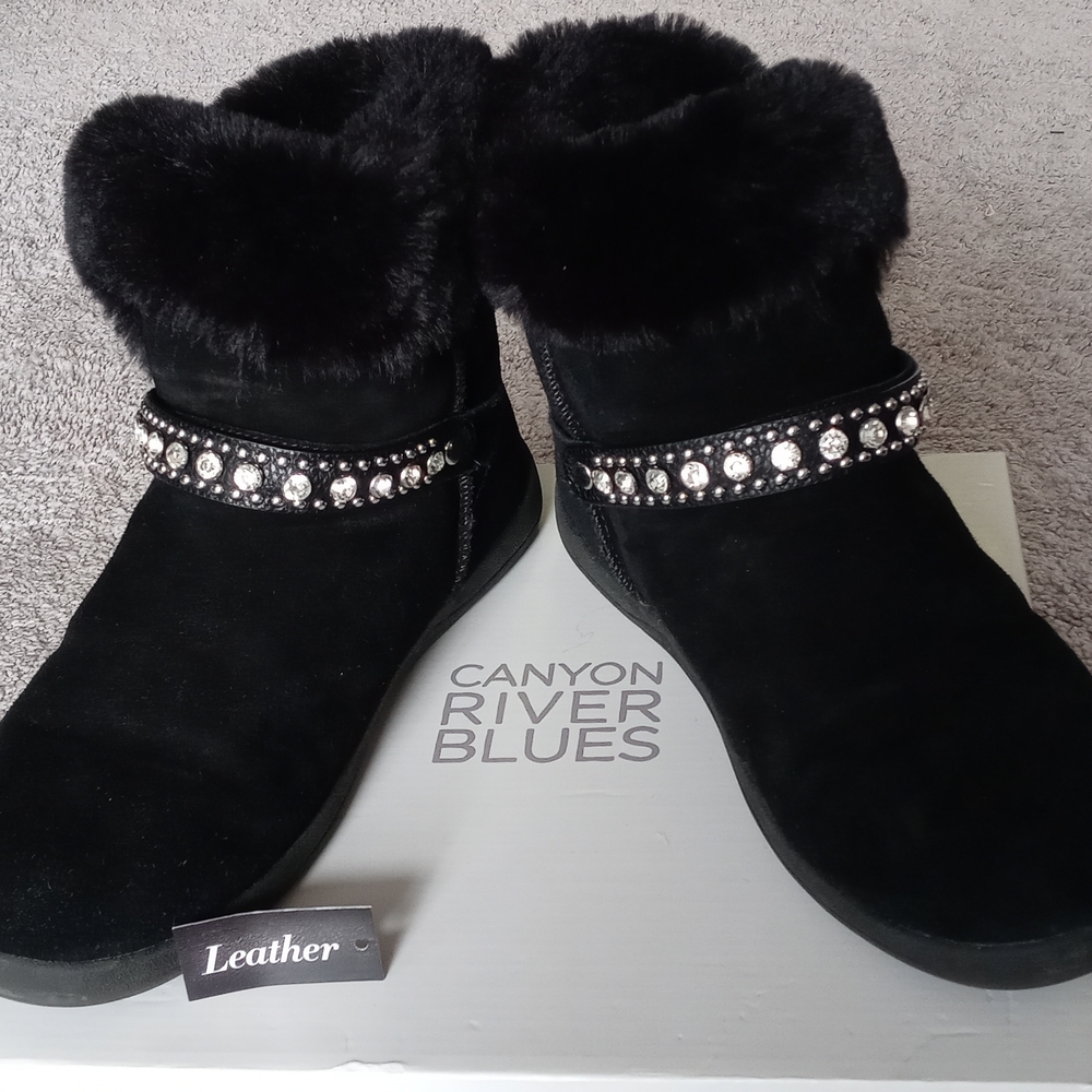 Leather bling boots